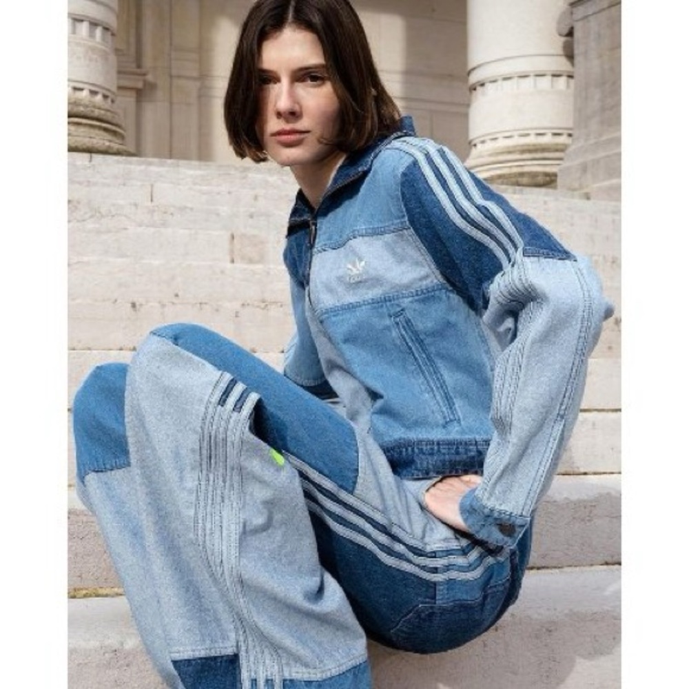 Deadstock Adidas X KSENIASCHNAIDER Denim Patchwork Track Jacket Small NWT - Picture 8 of 10